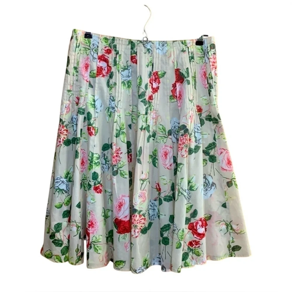 CAbi Beige A-line Floral Print Skirt
